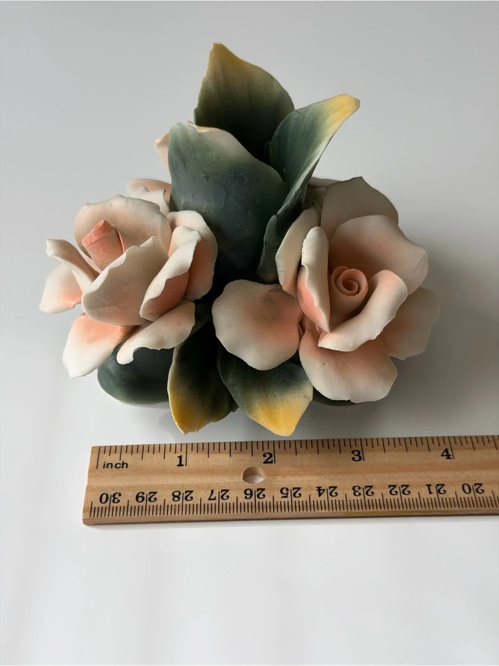 Vintage Capodimonte 1987 for Arnart Fine Ceramic Rose Taper Candle Holder -Italy